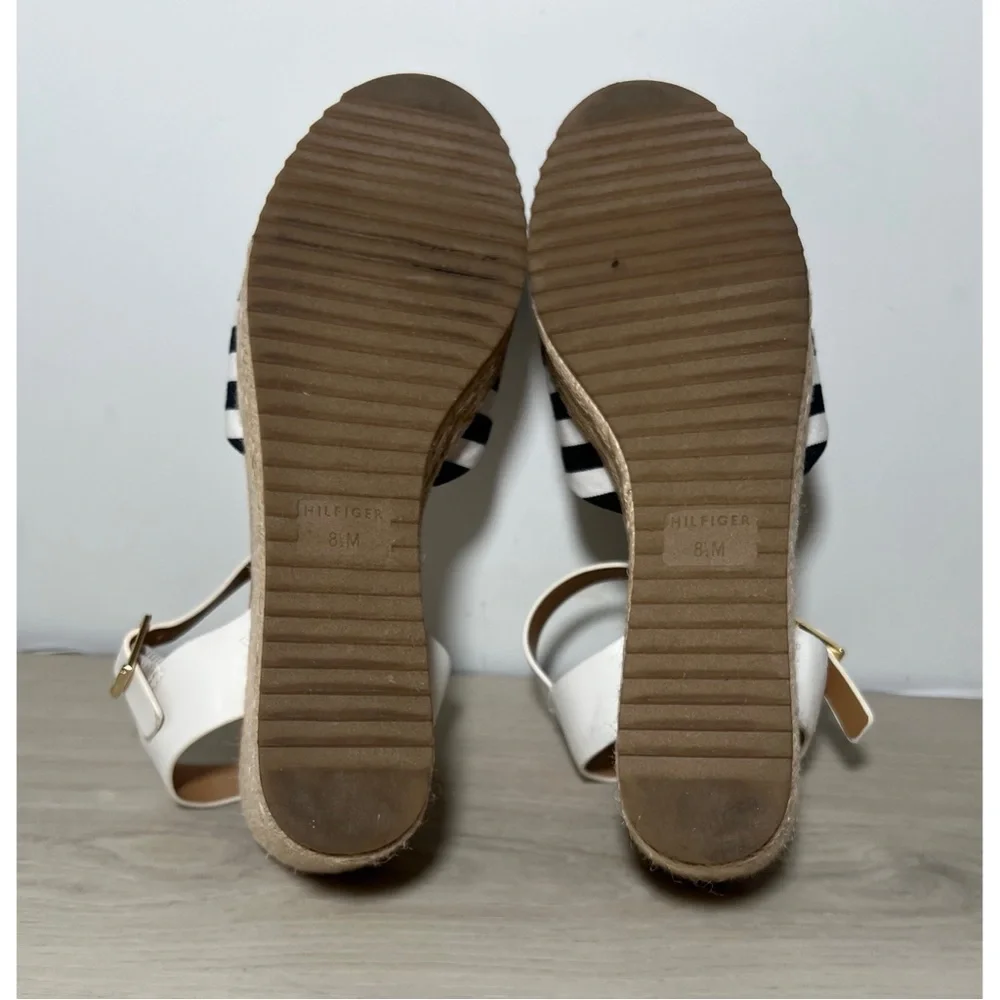 Tommy Hilfiger Nilsa Wedges Navy Blue & White Sz 8.5